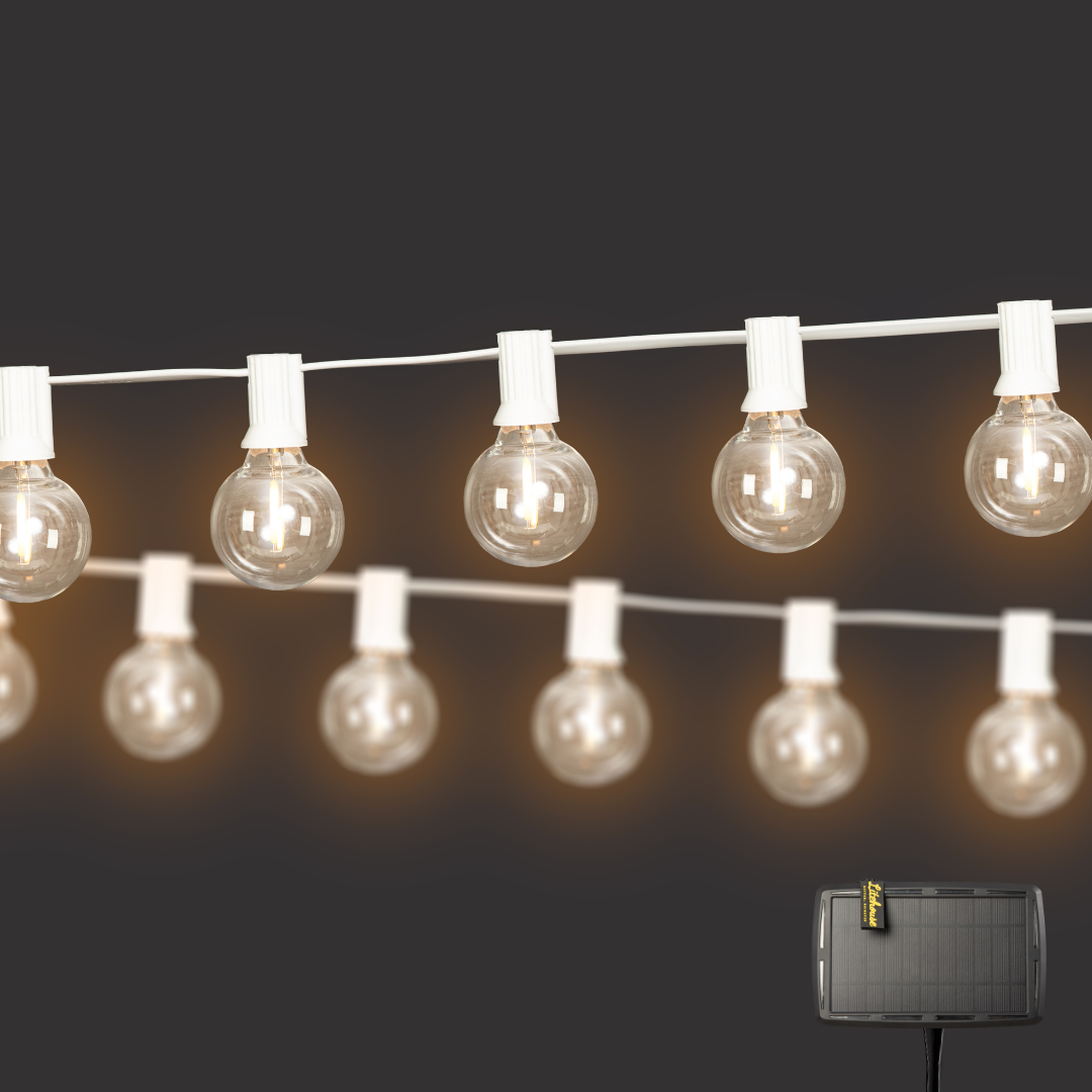 Litehouse White Solar LED Outdoor Classic Bulb String Lights