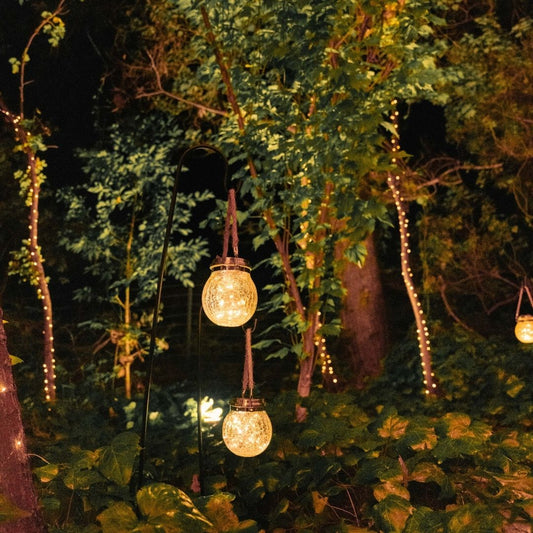 Litehouse Solar Lantern Jar & Shepherds Hook Outdoor Lighting Set - 2 Pack