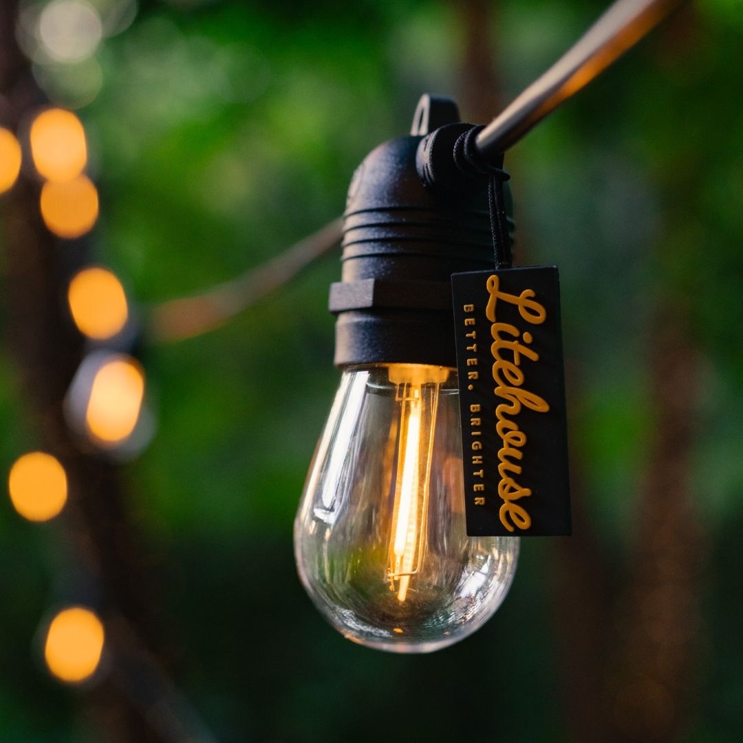 Litehouse Solar Festoon Outdoor Bulb String Lights + FREE Solar Fairy Lights