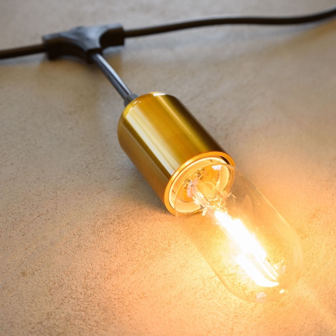 Litehouse Gold Socket Plug-In Festoon Bulb String Light -  Modern LED Bulb, Black