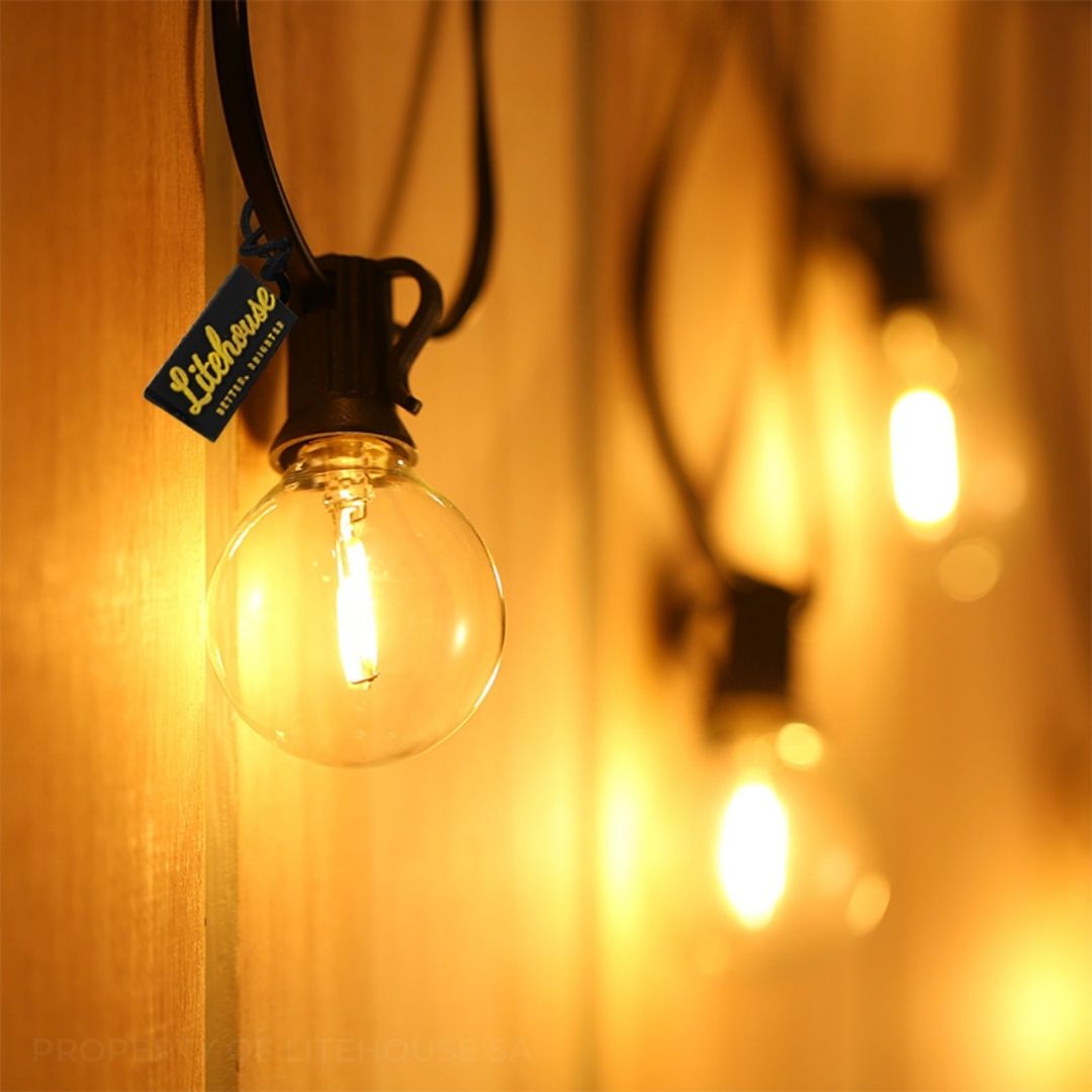 Litehouse USB Mini Bulb String Lights - Classic LED Bulbs, Black