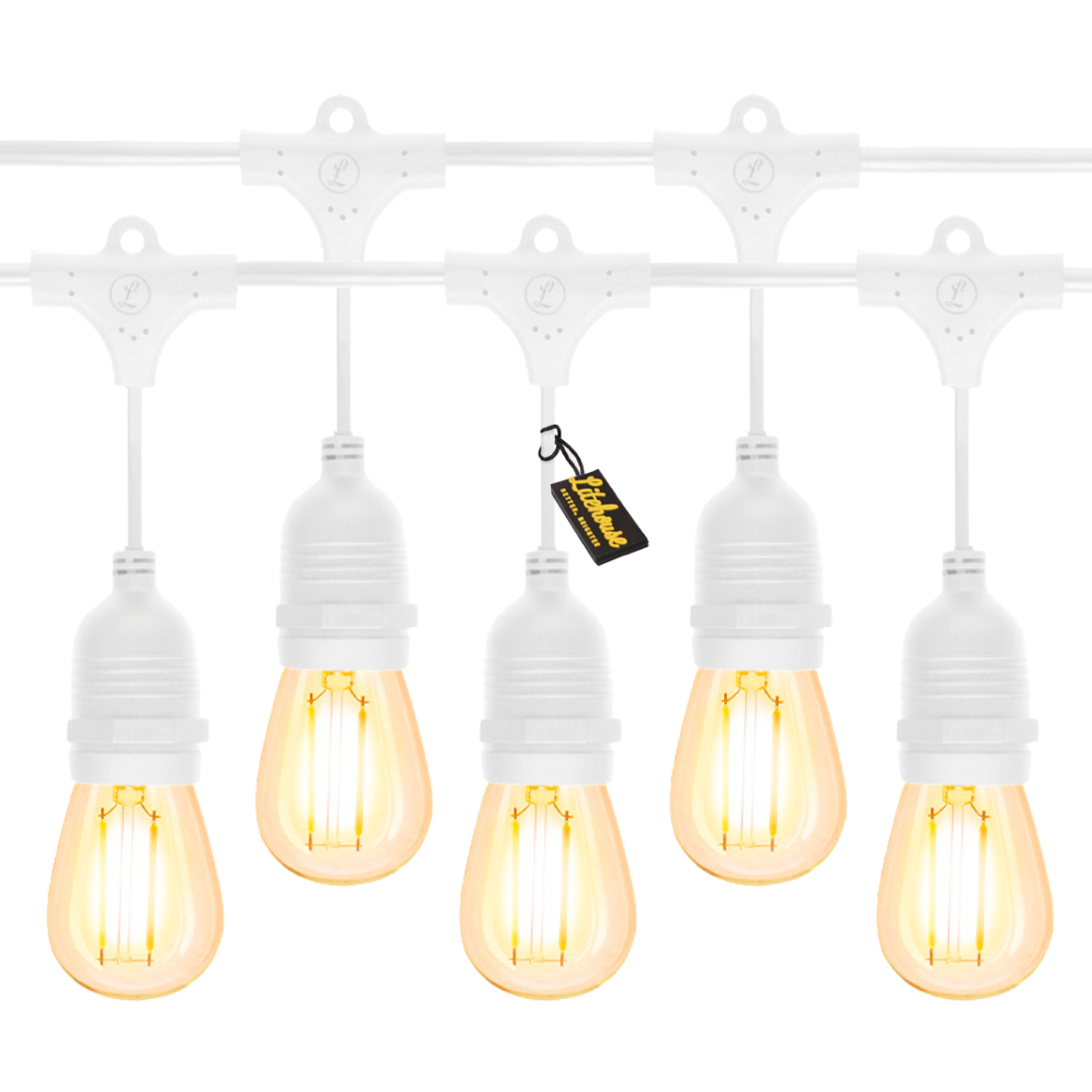 Litehouse LED Festoon Outdoor Bulb String Lights - Traditional Bulb - 220-240V - White String