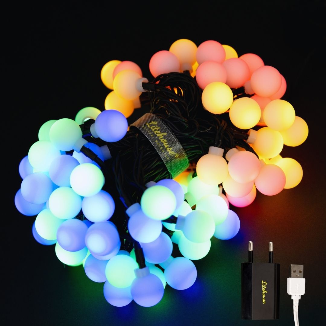 Litehouse USB LED Fairy Lights - Multicolour Bubble Balls