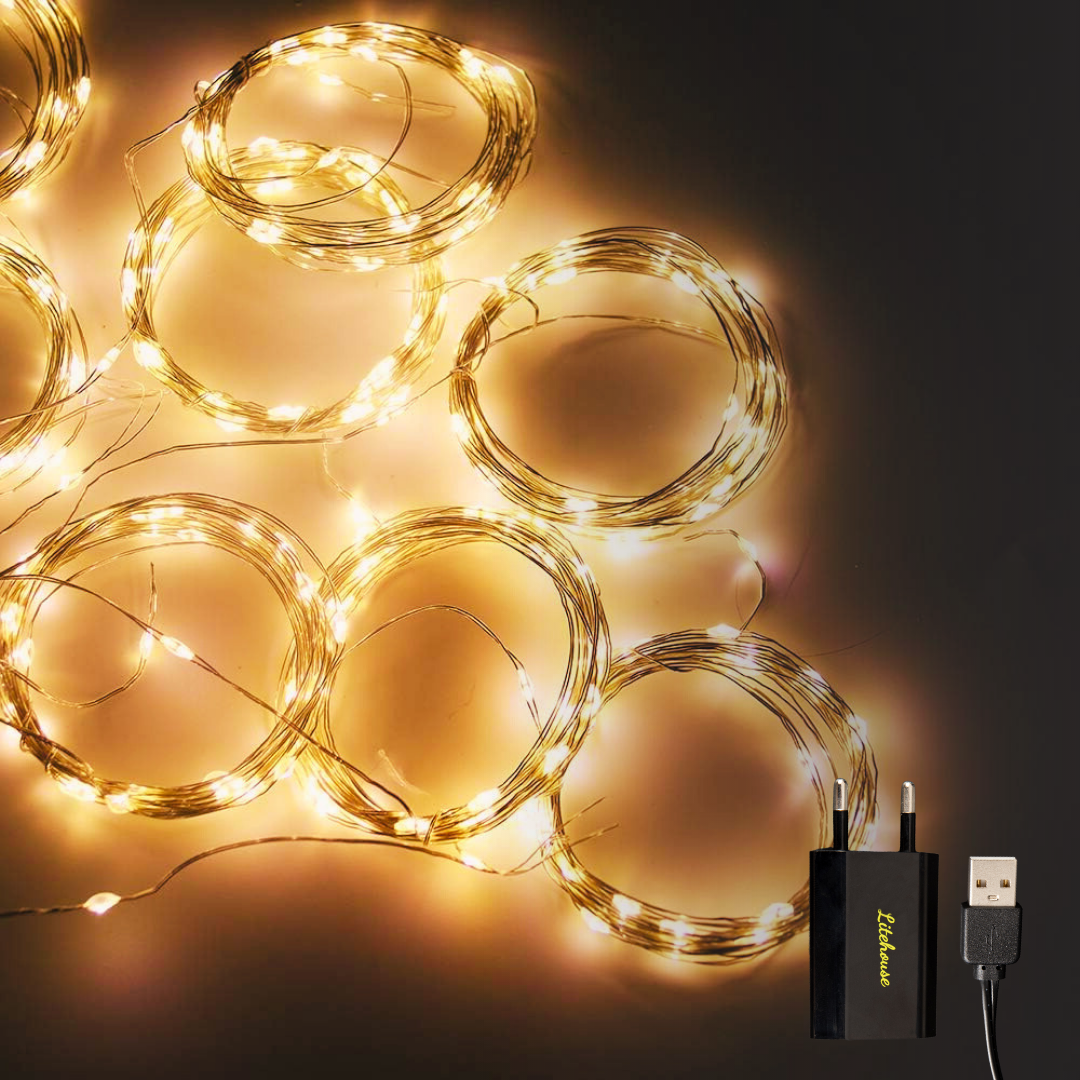 Litehouse Copper Wire Curtain Fairy Lights - 3*3m - USB