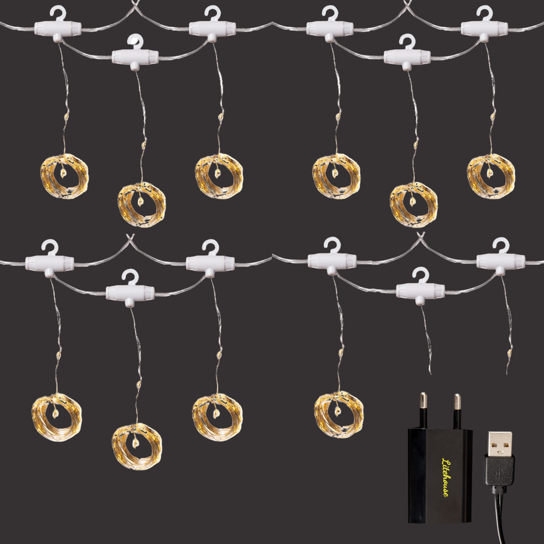 Litehouse Copper Wire Curtain Fairy Lights - 3*3m - USB