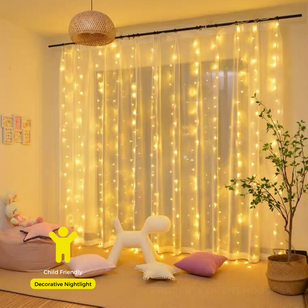 Litehouse Copper Wire Curtain Fairy Lights - 3*3m - USB