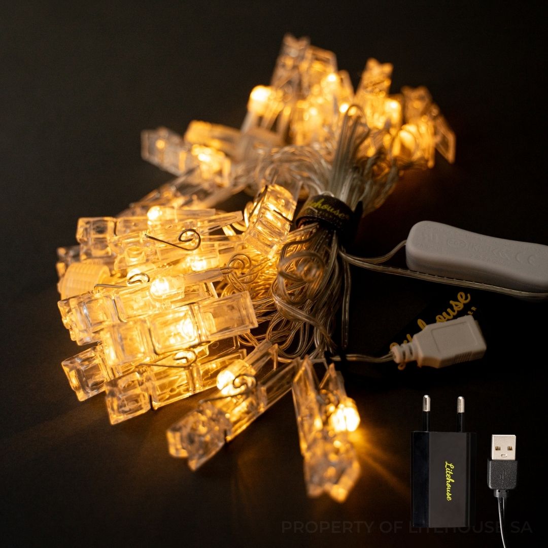 Litehouse USB LED Fairy Lights - Photo Clip Decorative Fairy Lights