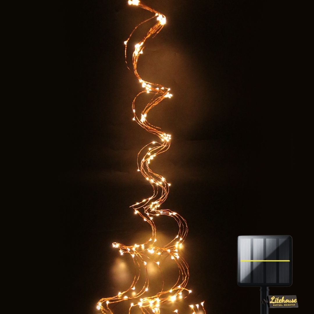 Litehouse Solar Outdoor LED Fairy Lights - Firefly Copper Wire