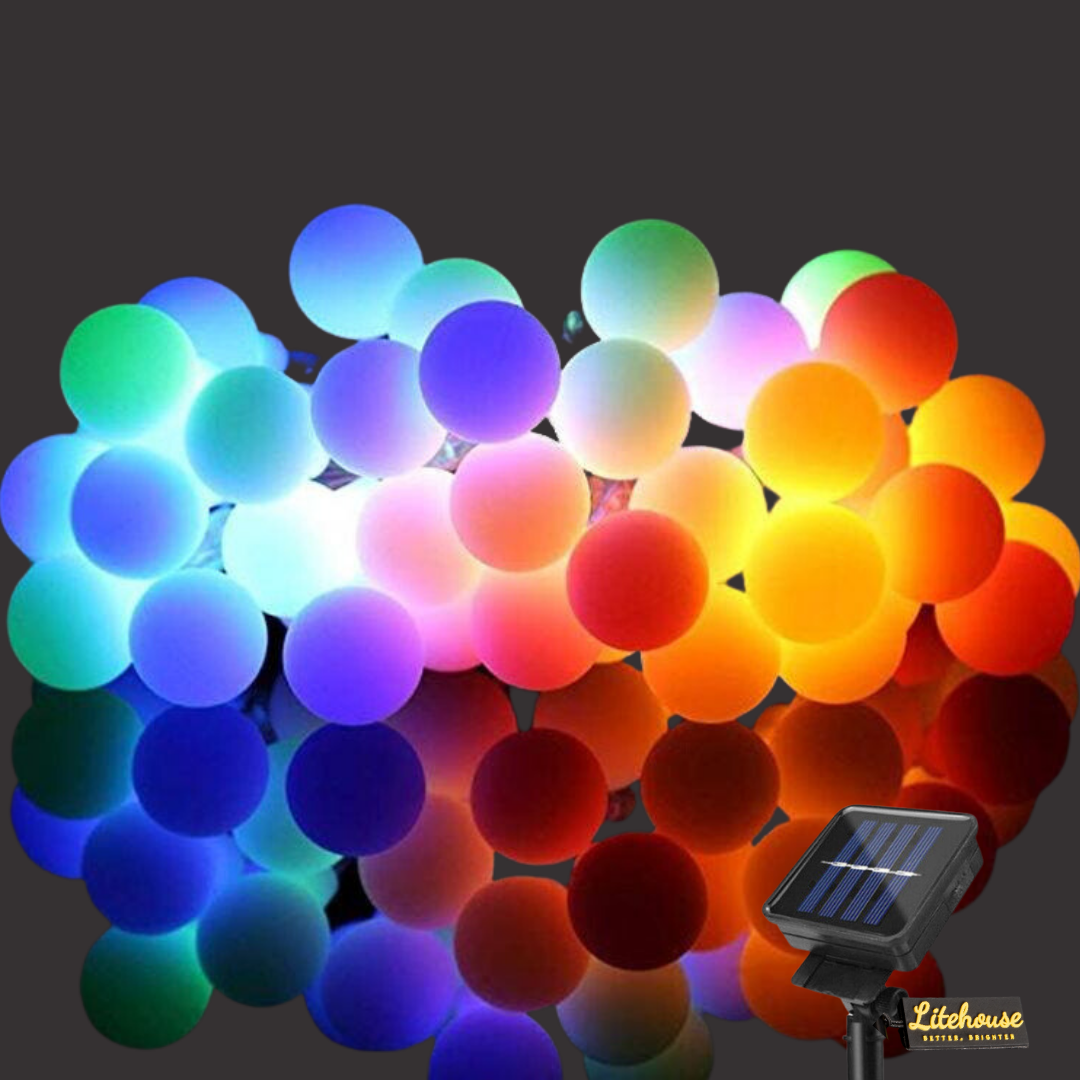 Litehouse Solar Outdoor LED Fairy Lights - Colourful Bubble Ball