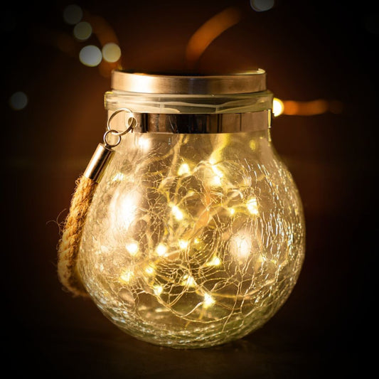 Litehouse Solar Cracked Lantern Jar Decorative Outdoor Lighting - 2 Pack