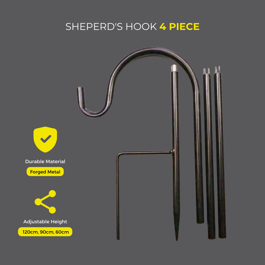 Litehouse 120cm Adjustable Shepherds Hook Accessory - 2 Pack, Black