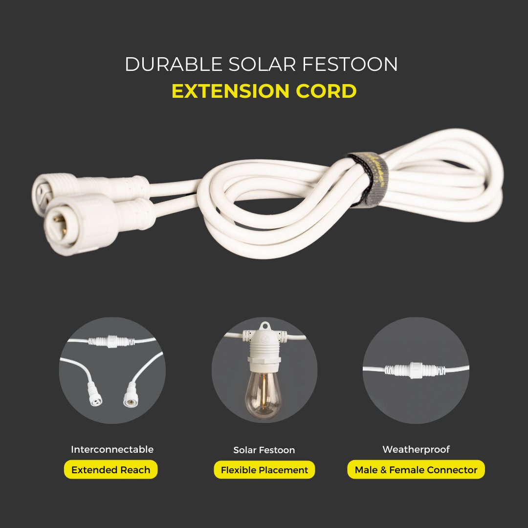 Litehouse Solar Festoon Extension Cord Accessory - 2m - White - 5V - Litehouse
