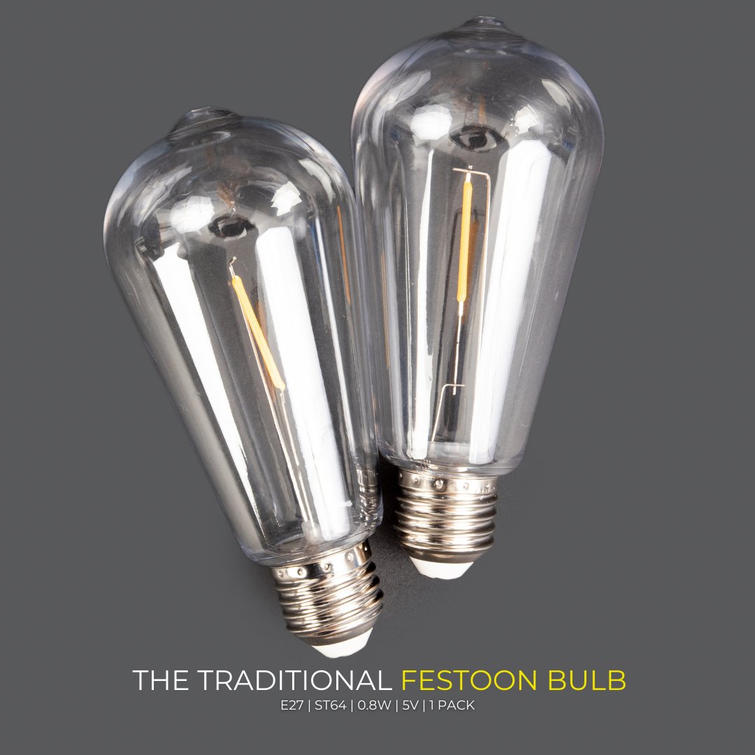 Litehouse Vintage Solar Festoon LED Replacement Bulb - 1 Bulb - ST64 E27 5V - Litehouse