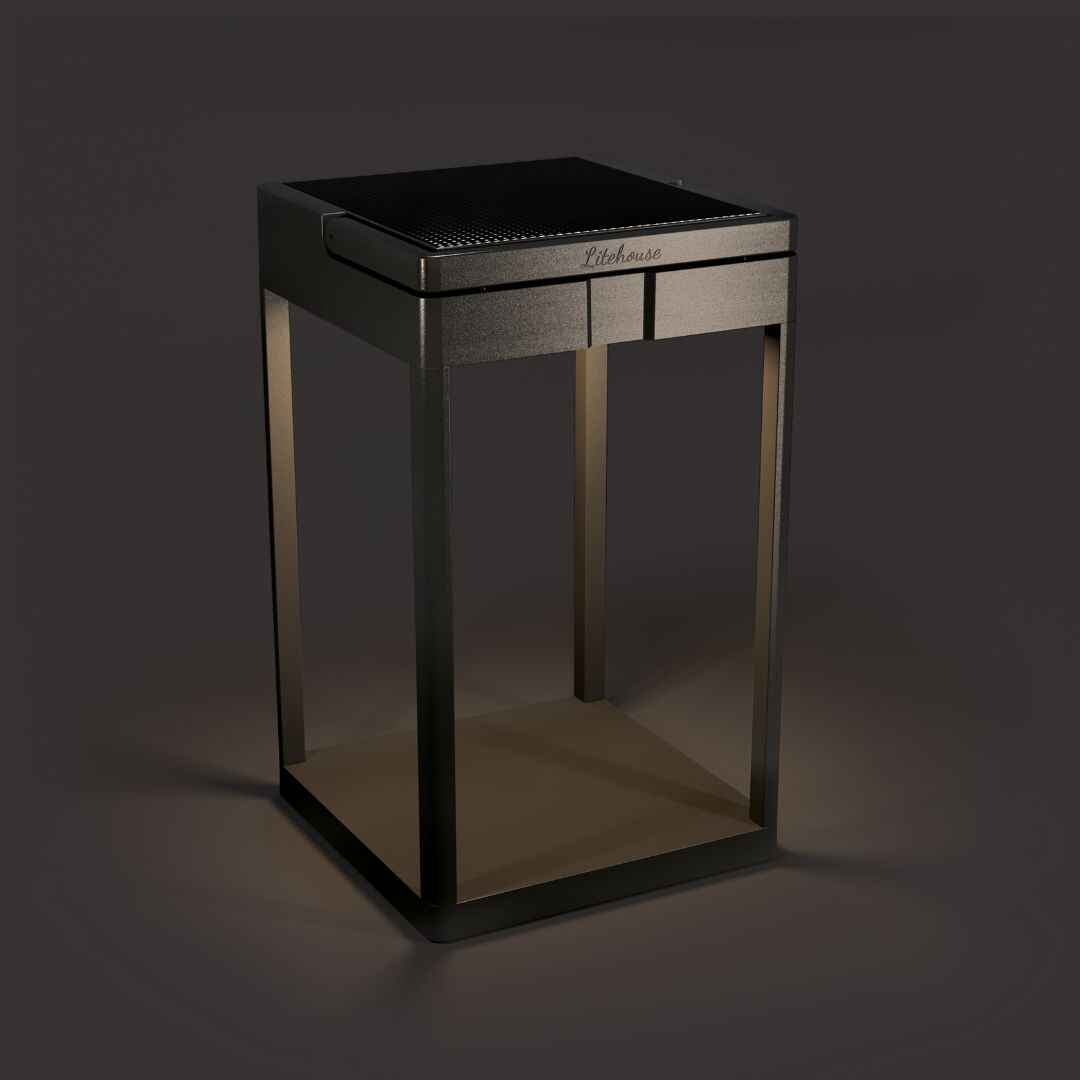 Litehouse Solar Outdoor Lantern Light with Touch Control - Black Aluminium