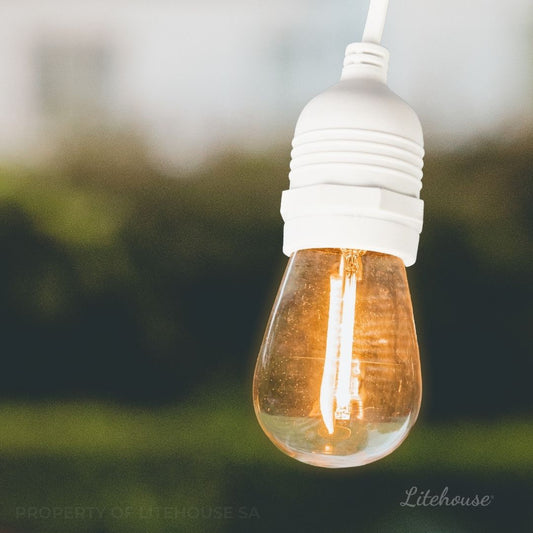 Litehouse 50cm Bulb Spacing Festoon Bulb String Lights  - 10 LED Bulbs -  220-240V - 5m -White