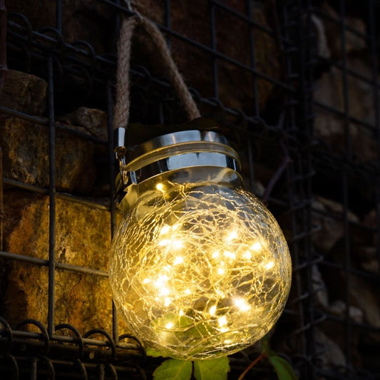 Litehouse Solar Cracked Lantern Jar Decorative Outdoor Lighting - 2 Pack