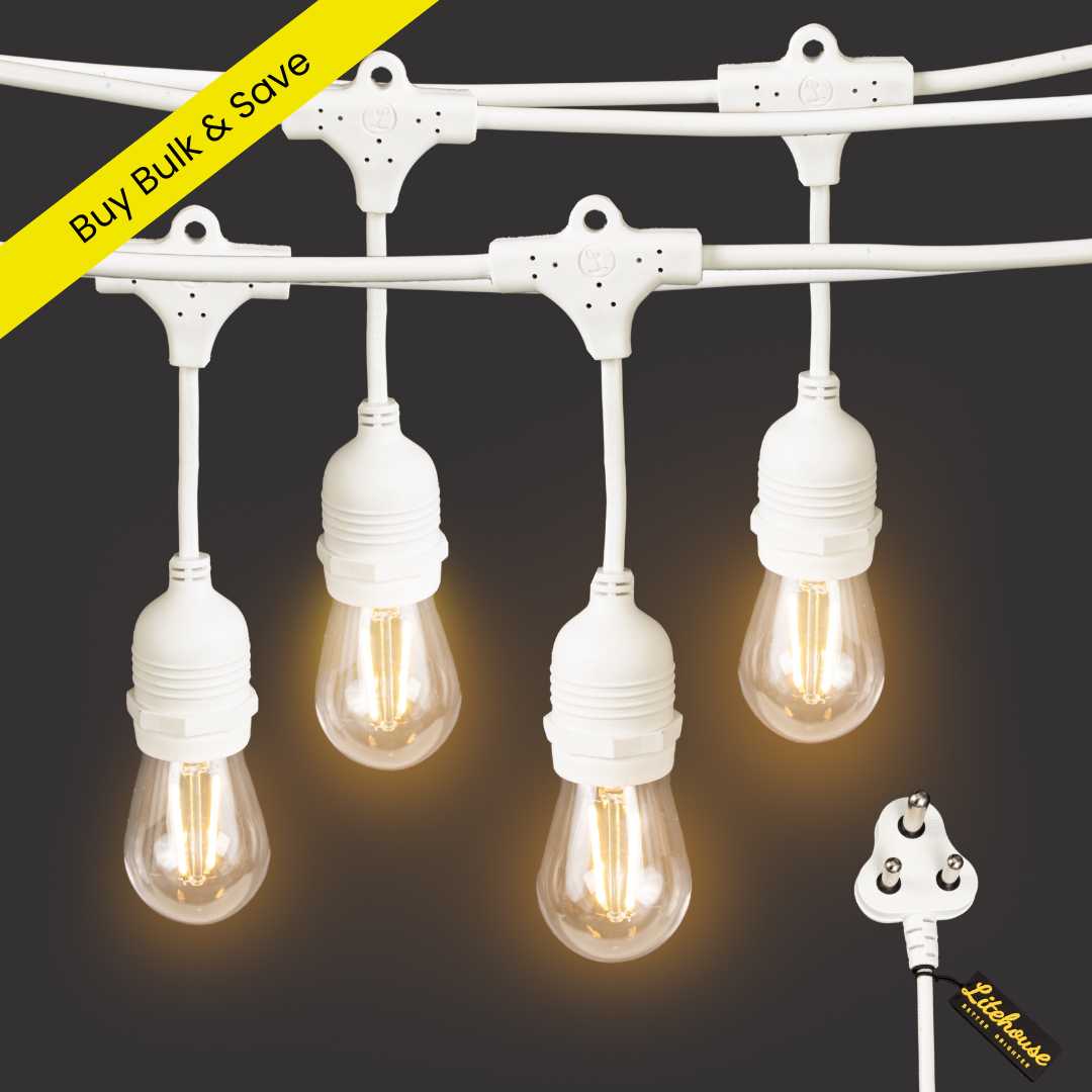 Litehouse 50m LED Bulb String Lights - White - Litehouse