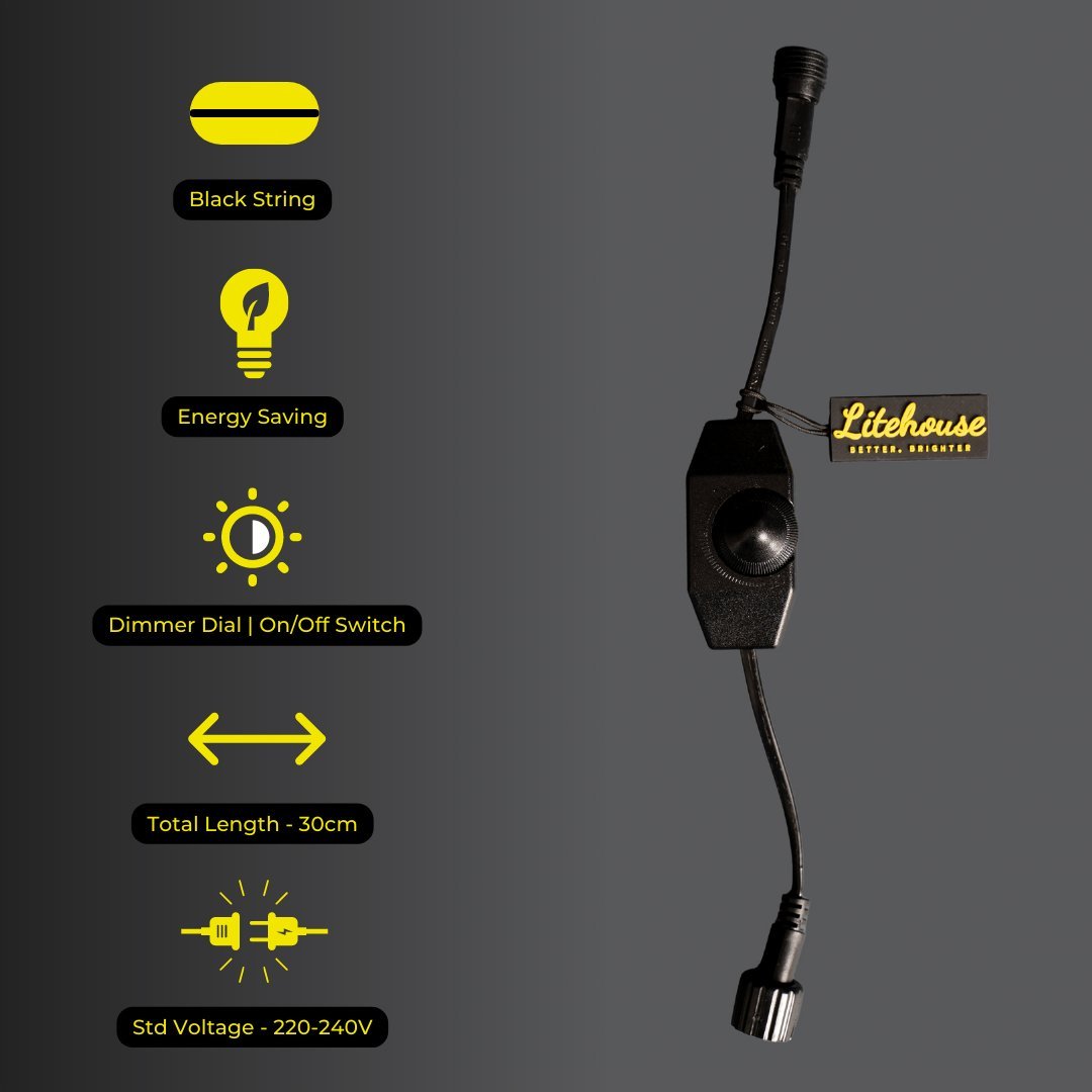 Litehouse Dimmer Dial Accessory for Plug - In Mini Bulb String Lights - 220 - 240V - Litehouse