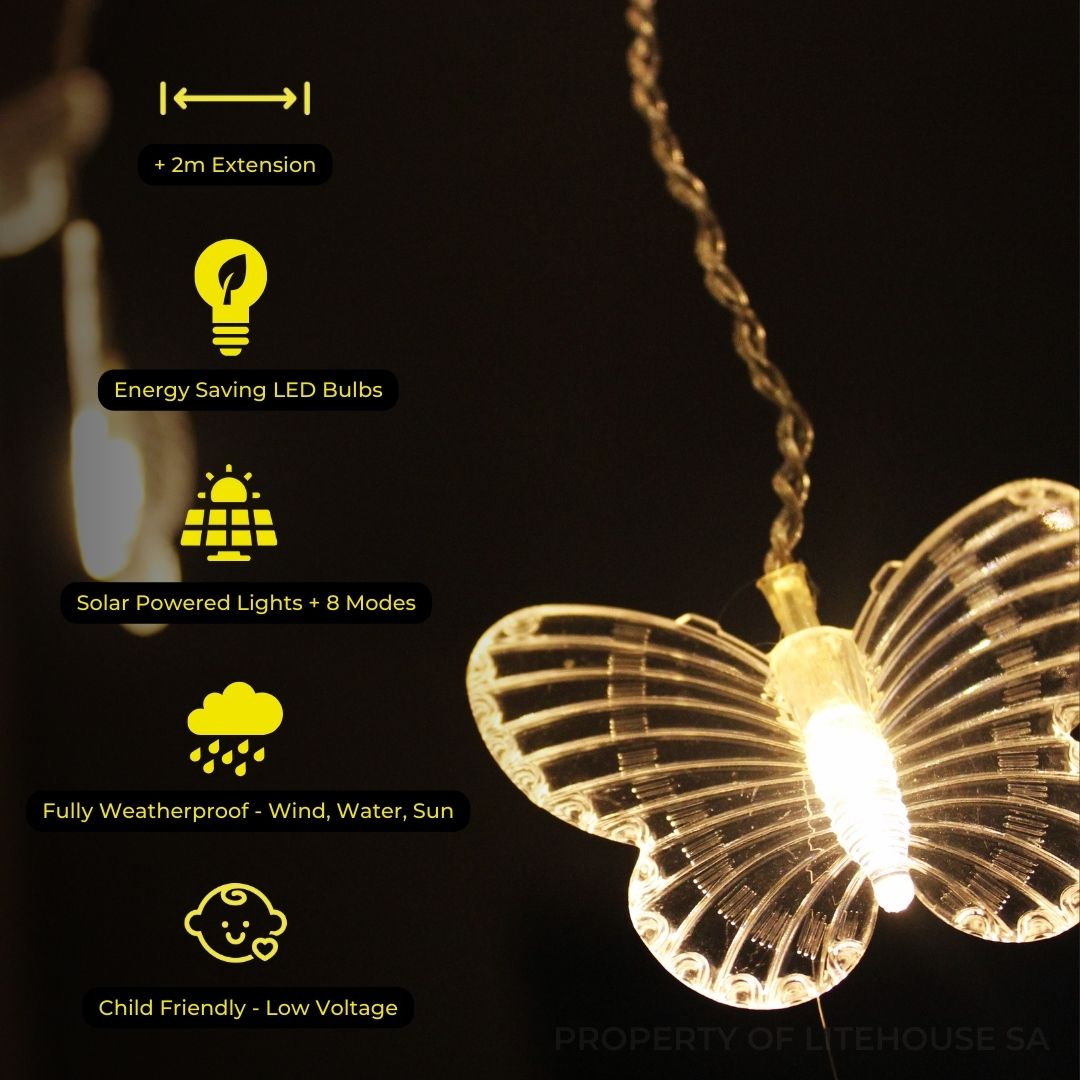 Litehouse Solar Outdoor LED Fairy Lights - Butterfly - Litehouse