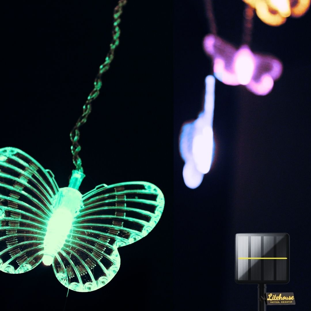 Litehouse Solar Outdoor LED Fairy Lights - Colourful Butterfly - Litehouse