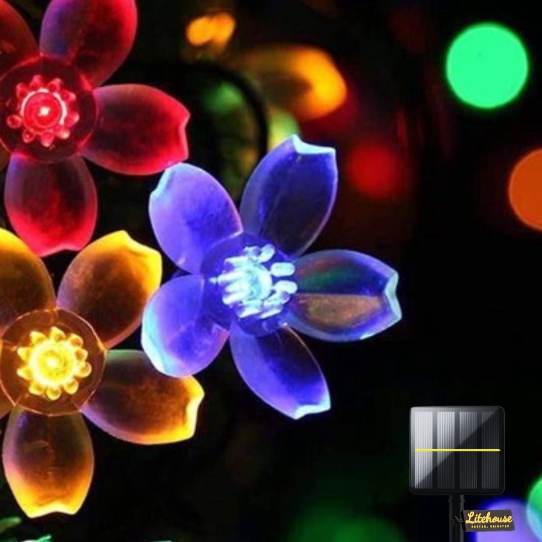 Litehouse Solar Outdoor LED Fairy Lights - Colourful Flower - Litehouse