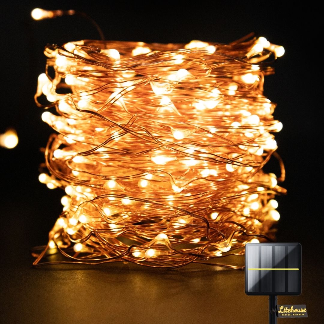 Litehouse Solar Outdoor LED Fairy Lights - Copper Wire - Litehouse