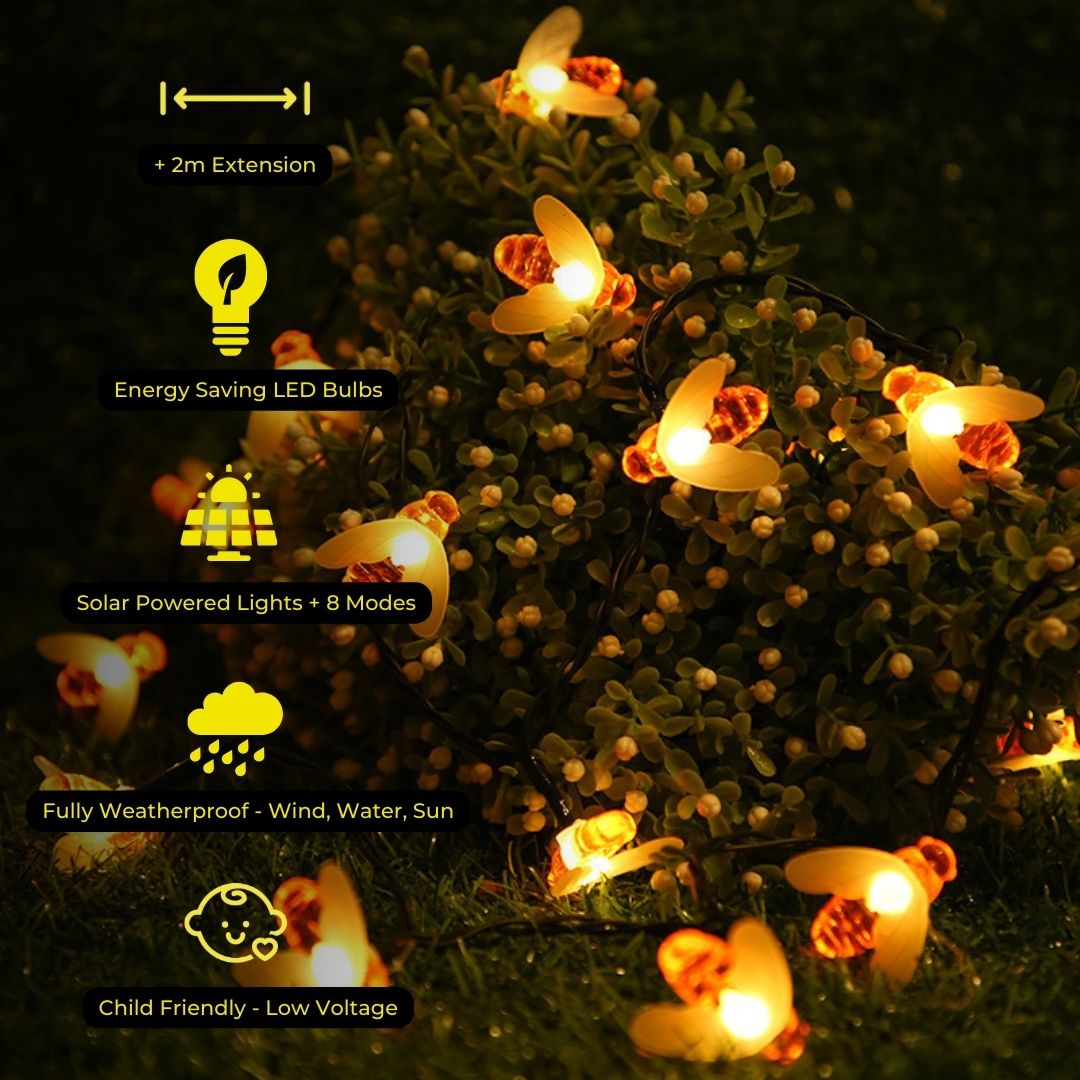 Litehouse Solar Outdoor LED Fairy Lights - Honeybee - Litehouse