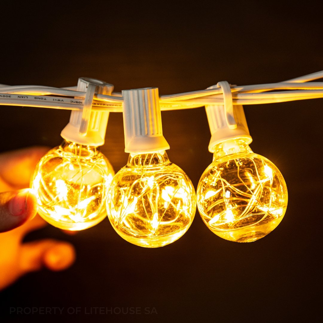 Litehouse USB Mini Bulb String Lights - Classic Copper Wire LED Bulbs, White - Litehouse