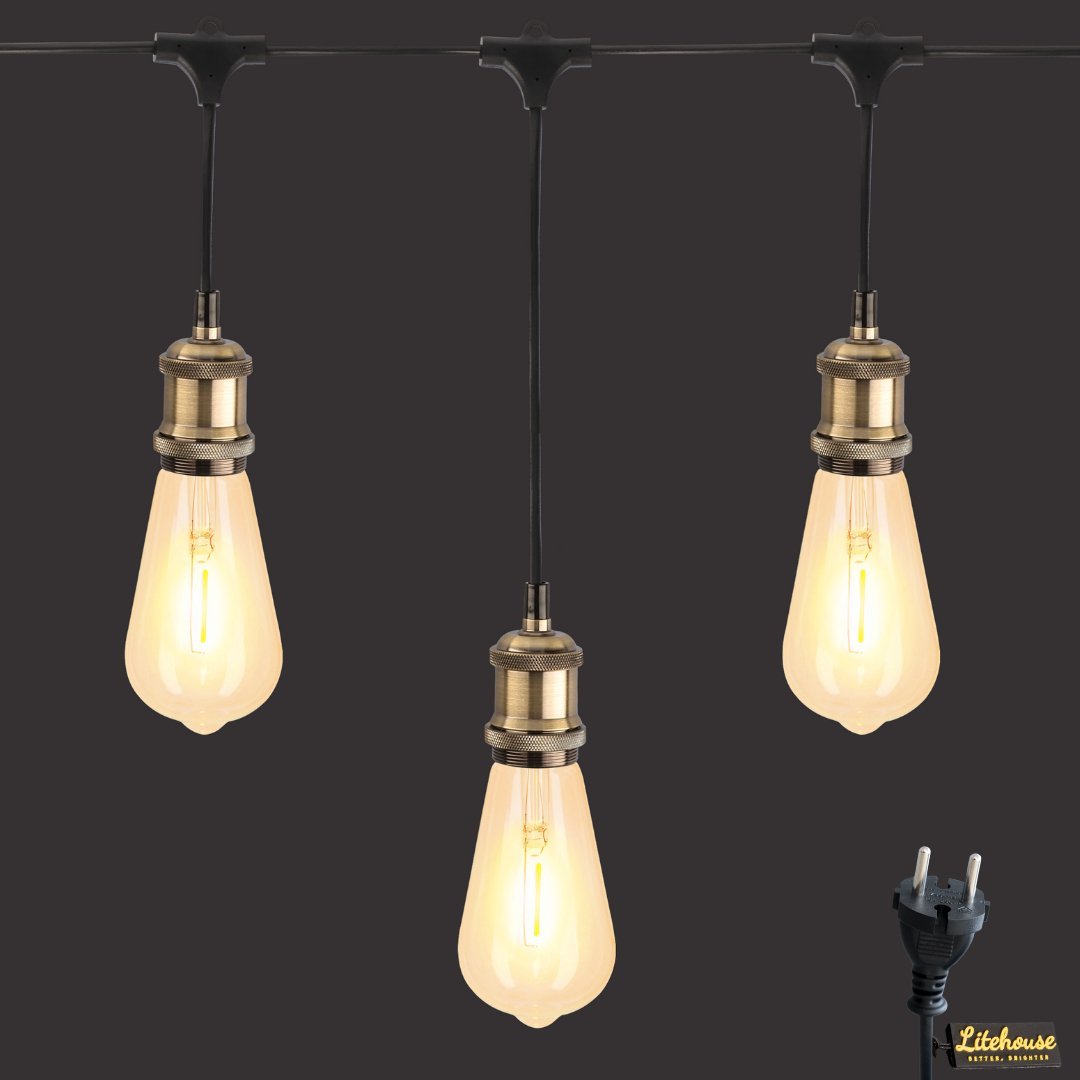 Litehouse Varying Length Festoon Bulb String Light with Vintage Sockets - 10m - Litehouse