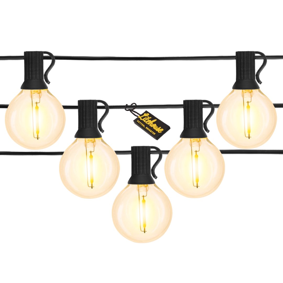 Litehouse 30 LED Classic Bulb String Lights - Std Voltage - 220-240V - Black String - Litehouse