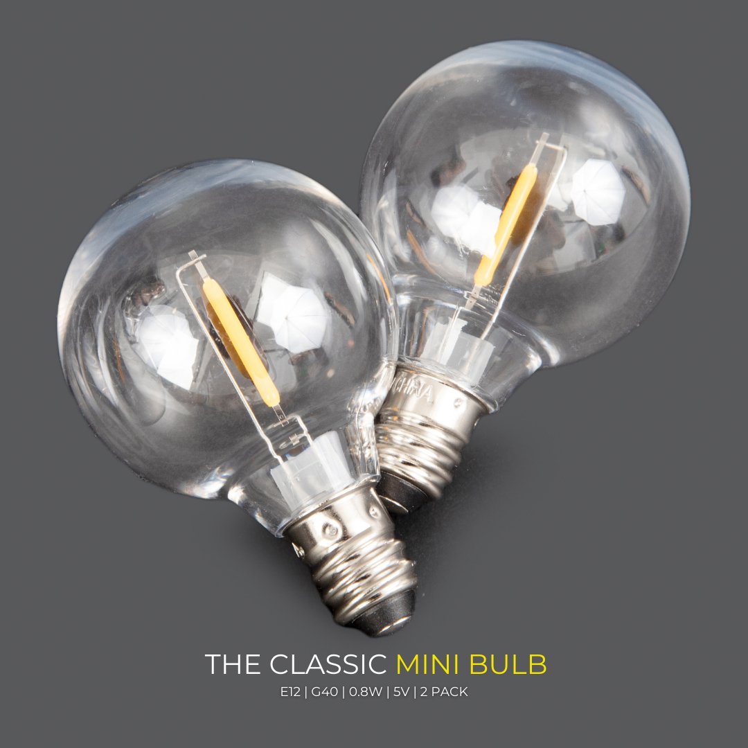 Litehouse Classic Low Voltage Mini LED Replacement Bulbs - 2 Bulbs - G40 E12 5V - Litehouse
