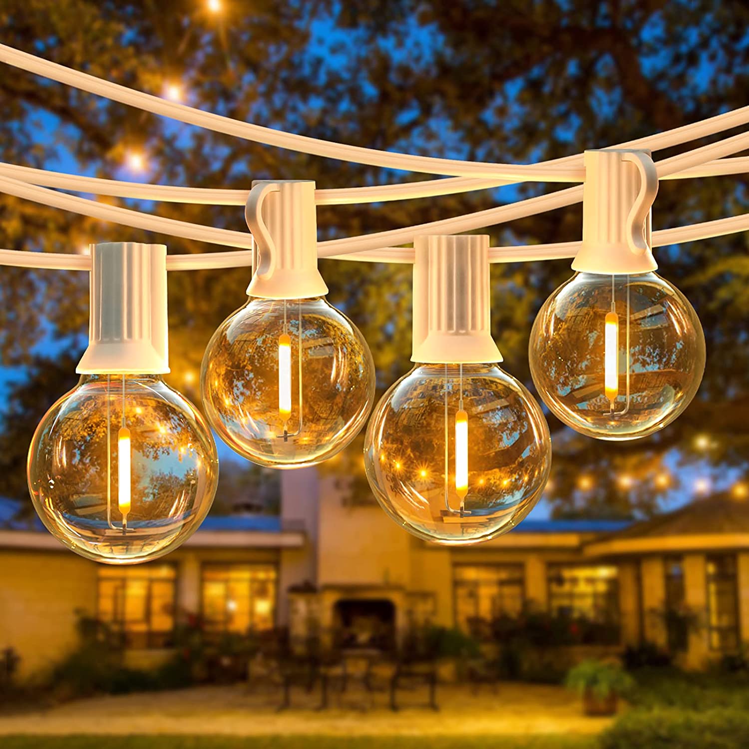 Litehouse White Solar LED Outdoor Classic Bulb String Lights - Litehouse